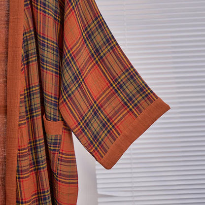 Kimono vintage in garza di cotone a quadri - image 2