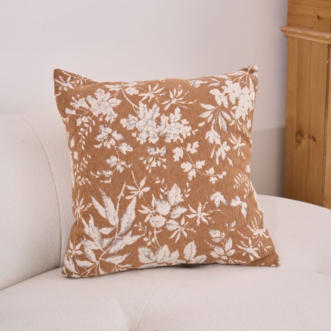 Cuscino decorativo con foglie floreali e inserto - Cachi - 60cm x 60cm - image 7