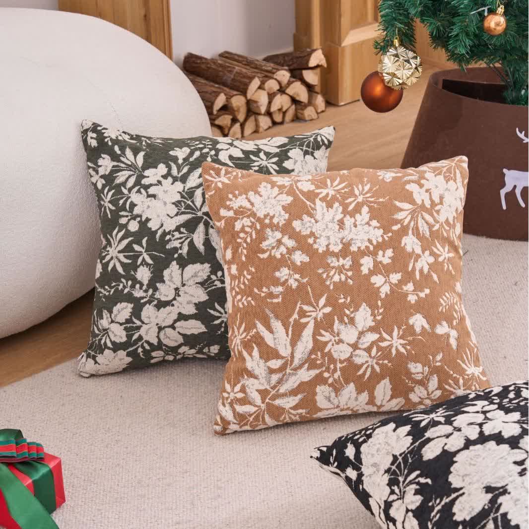 Cuscino decorativo con foglie floreali e inserto - image 1