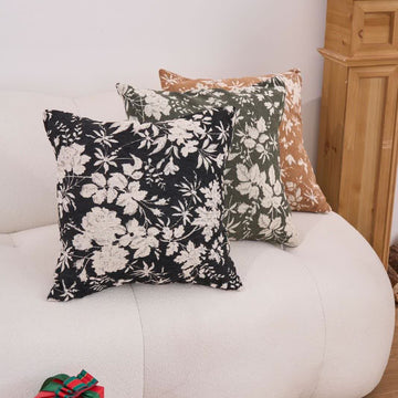 Cuscino decorativo con foglie floreali e inserto - image 0