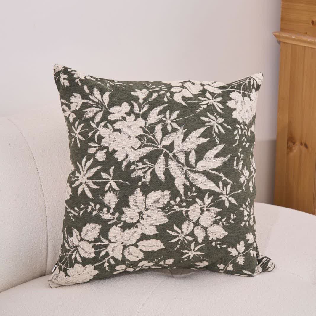 Cuscino decorativo con foglie floreali e inserto - Verde scuro - 60cm x 60cm - image 9