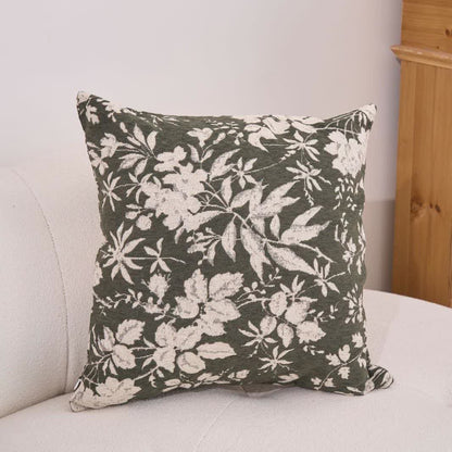 Cuscino decorativo con foglie floreali e inserto - Verde scuro - 60cm x 60cm - image 9