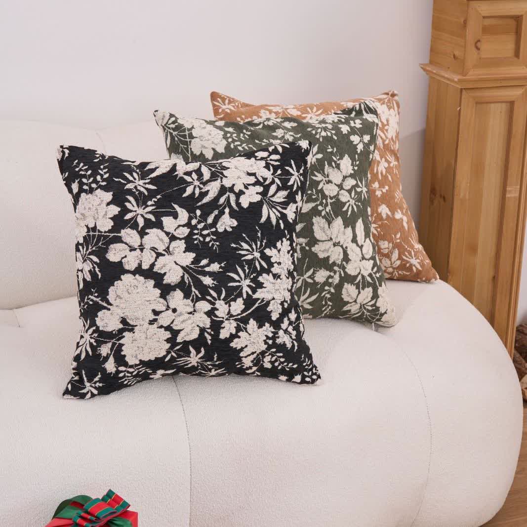 Cuscino decorativo con foglie floreali e inserto - image 0