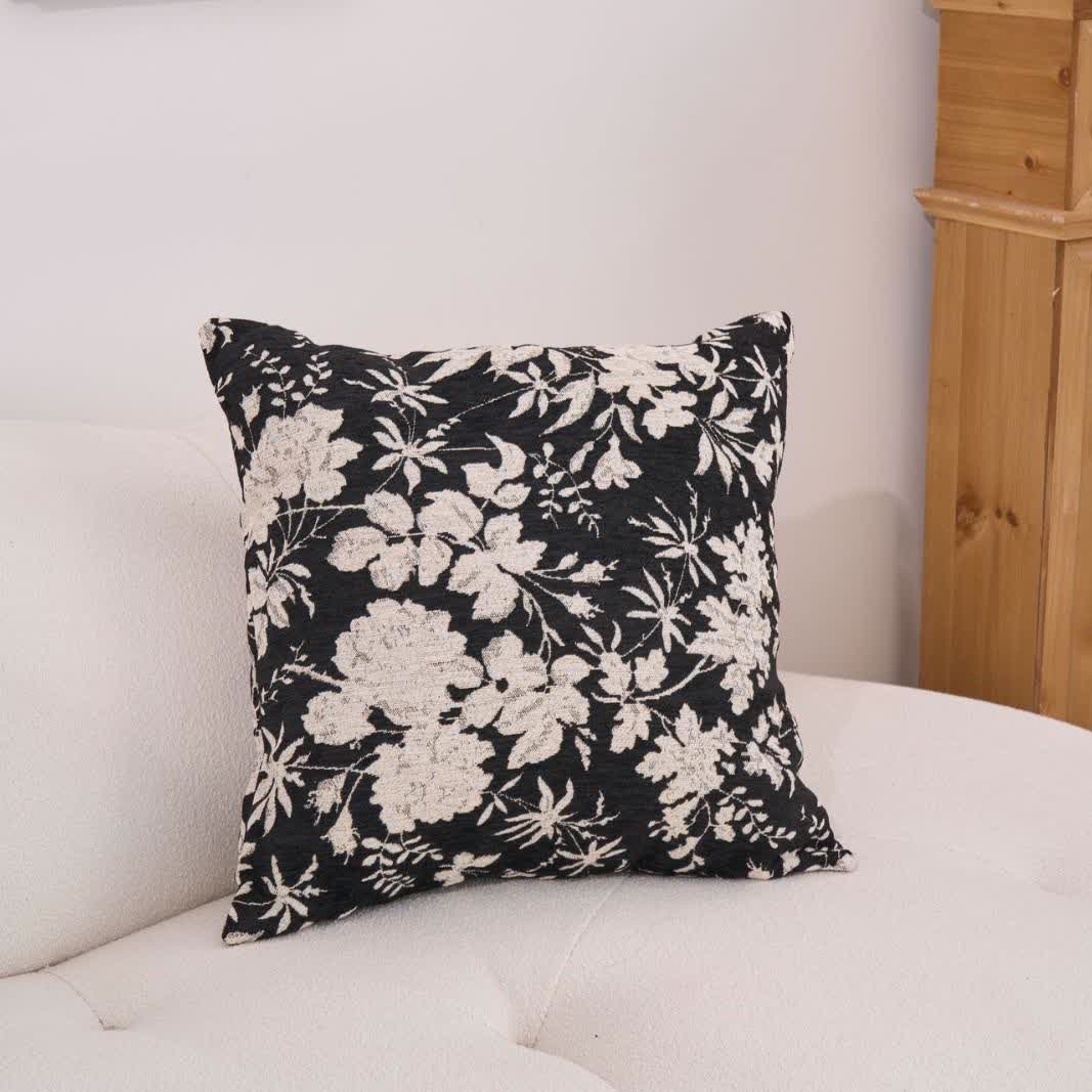 Cuscino decorativo con foglie floreali e inserto - Nero - 60cm x 60cm - image 5