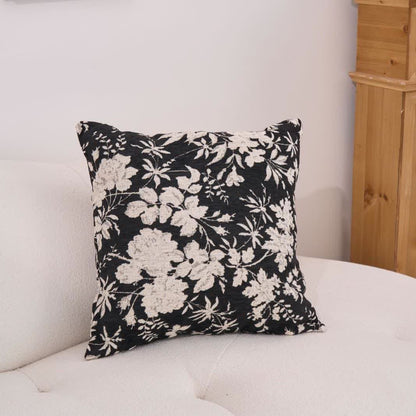 Cuscino decorativo con foglie floreali e inserto - Nero - 60cm x 60cm - image 5