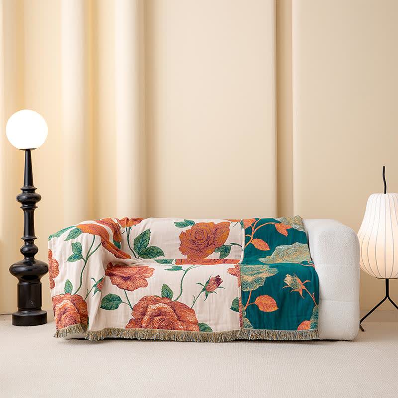 Trapunta reversibile con nappe in garza di cotone rosa - image 4