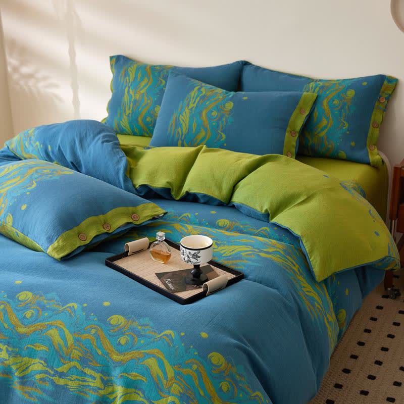 Biancheria da letto in garza di cotone jacquard con motivo paesaggistico - image 1