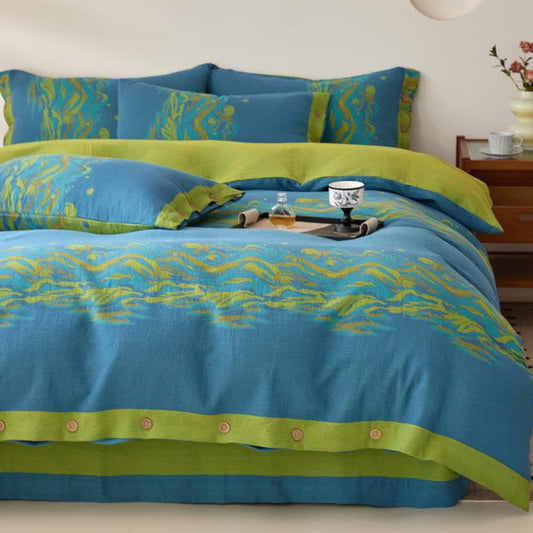 Biancheria da letto in garza di cotone jacquard con motivo paesaggistico - Set di biancheria da letto - Matrimoniale Grande - image 0