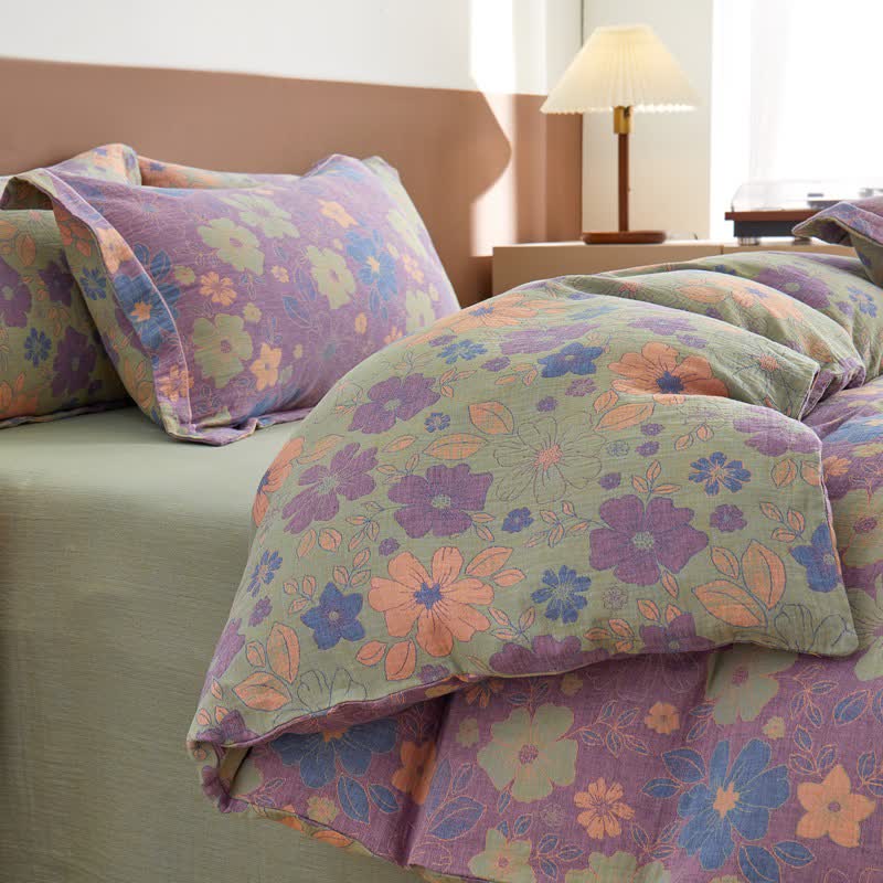 Elegante biancheria da letto in garza di cotone jacquard floreale - image 2