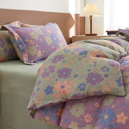 Elegante biancheria da letto in garza di cotone jacquard floreale - image 2