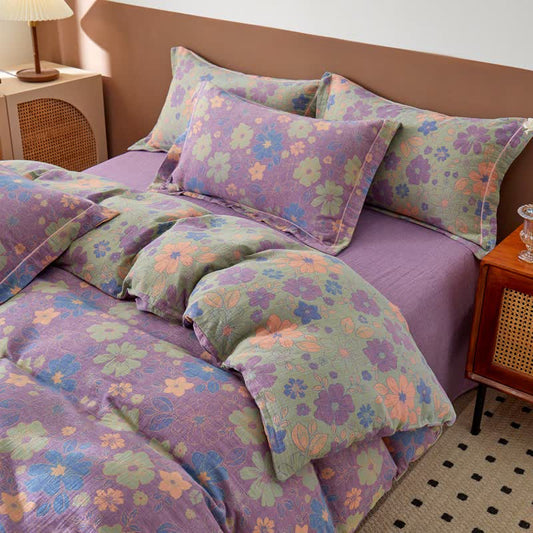 Elegante biancheria da letto in garza di cotone jacquard floreale - Set di biancheria da letto - Matrimoniale Grande - image 0