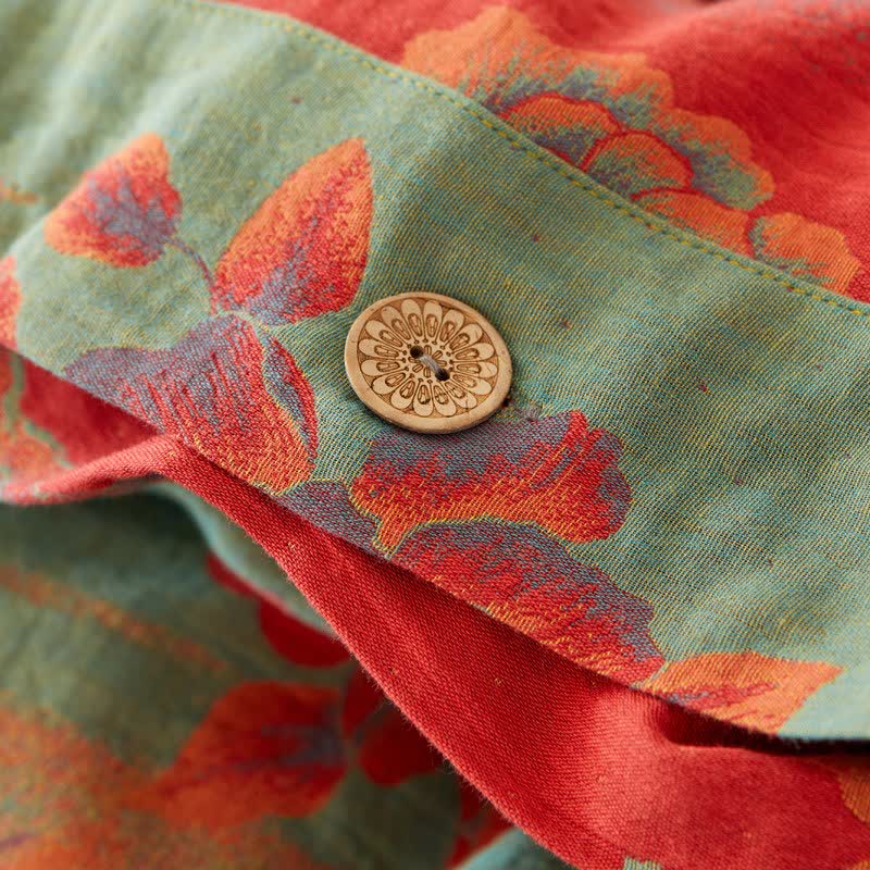 Lussuosa biancheria da letto in garza di cotone jacquard con motivo peonia - image 4