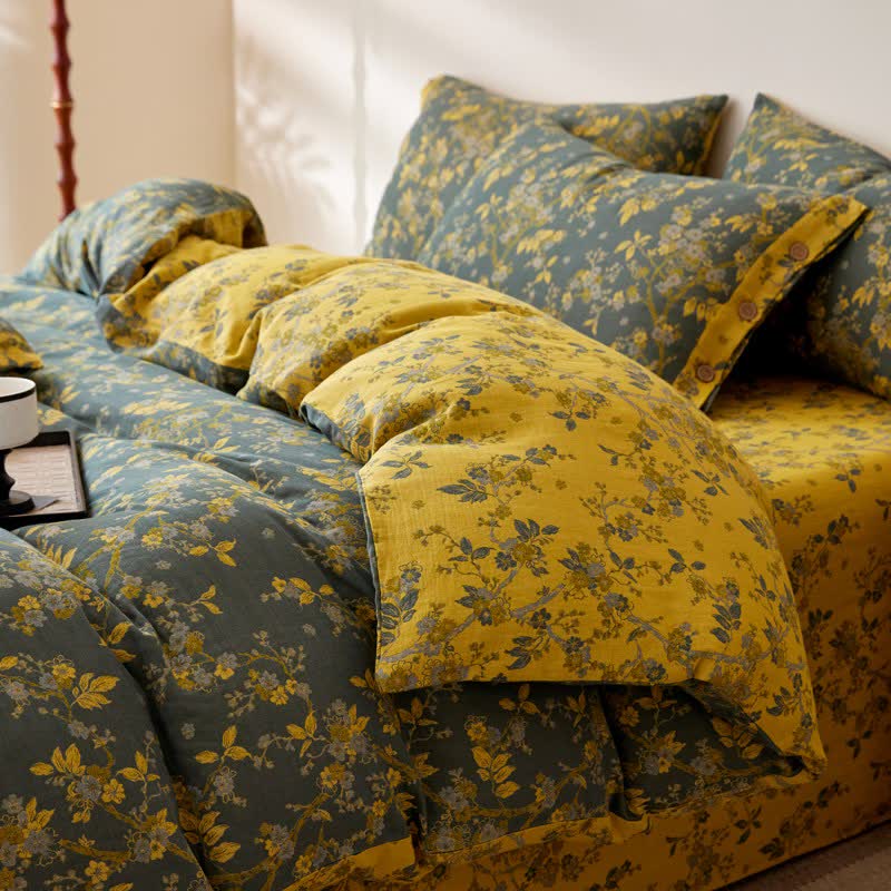 Biancheria da letto in garza di cotone jacquard Plum Blossom - image 4