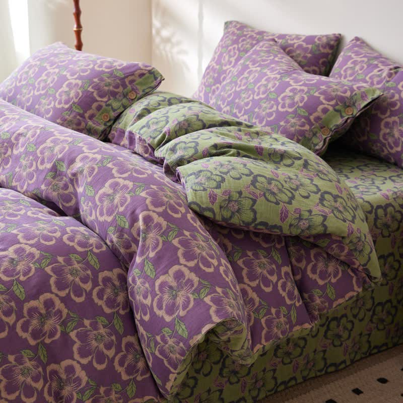 Biancheria da letto in garza di cotone jacquard con fiori di pesco - image 2