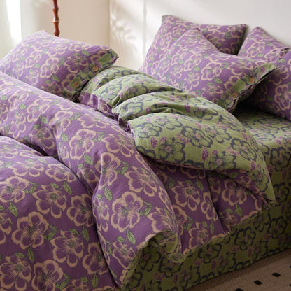 Biancheria da letto in garza di cotone jacquard con fiori di pesco - image 2