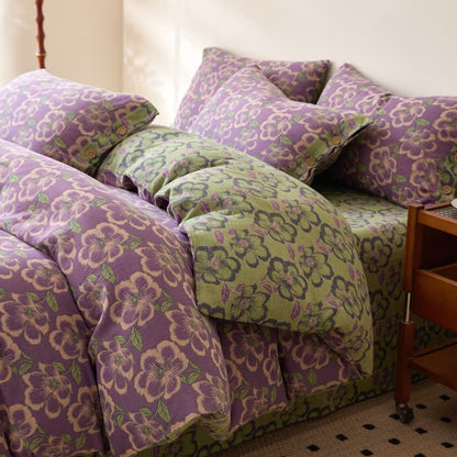 Biancheria da letto in garza di cotone jacquard con fiori di pesco - image 1