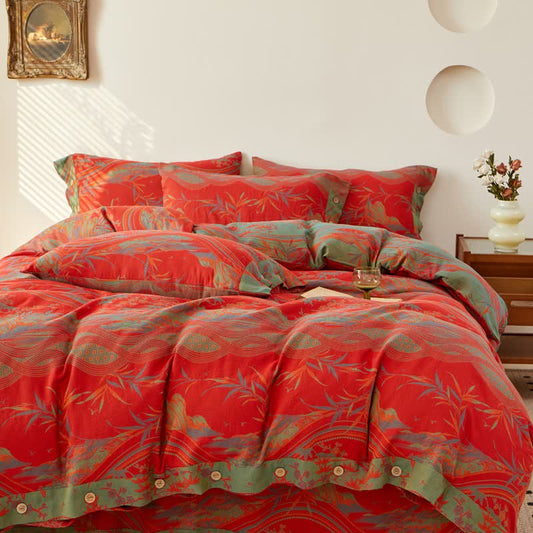 Biancheria da letto in garza di cotone jacquard vintage rurale - Set di biancheria da letto - Matrimoniale Grande - image 0