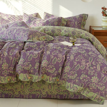 Biancheria da letto in garza di cotone jacquard floreale astratto - Set di biancheria da letto - Matrimoniale Grande - image 0
