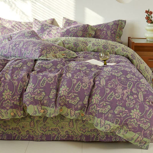 Biancheria da letto in garza di cotone jacquard floreale astratto - Set di biancheria da letto - Matrimoniale Grande - image 0