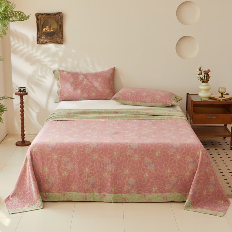 Biancheria da letto in garza di cotone jacquard floreale fresco - image 2