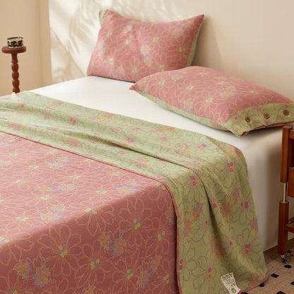 Biancheria da letto in garza di cotone jacquard floreale fresco - image 3