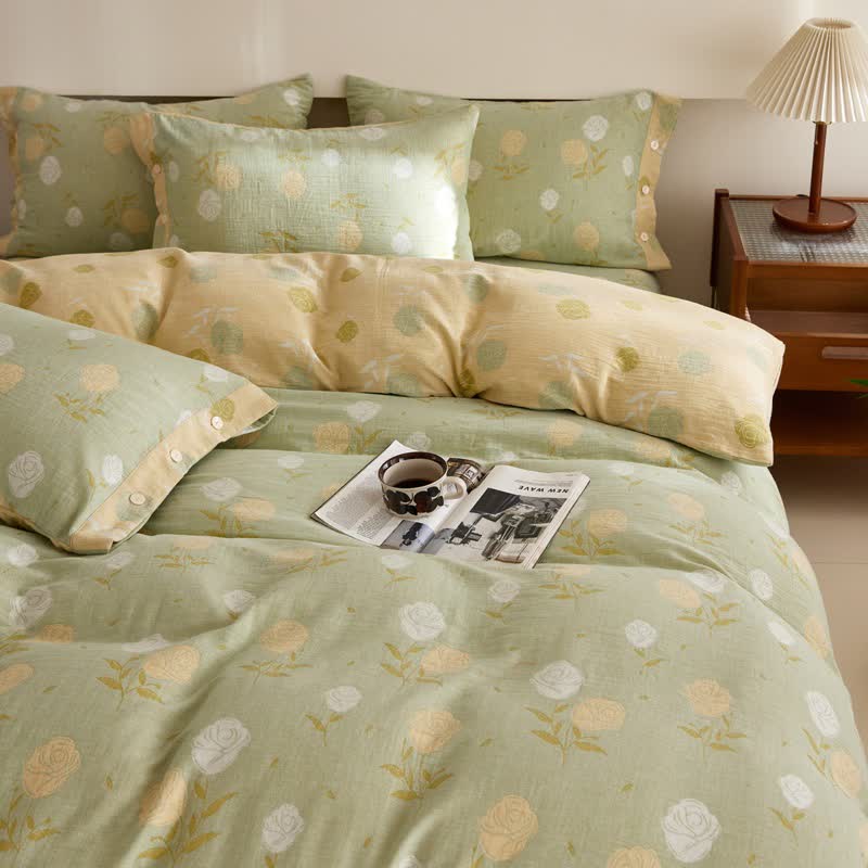 Biancheria da letto in garza di cotone jacquard rosa pastello - image 1