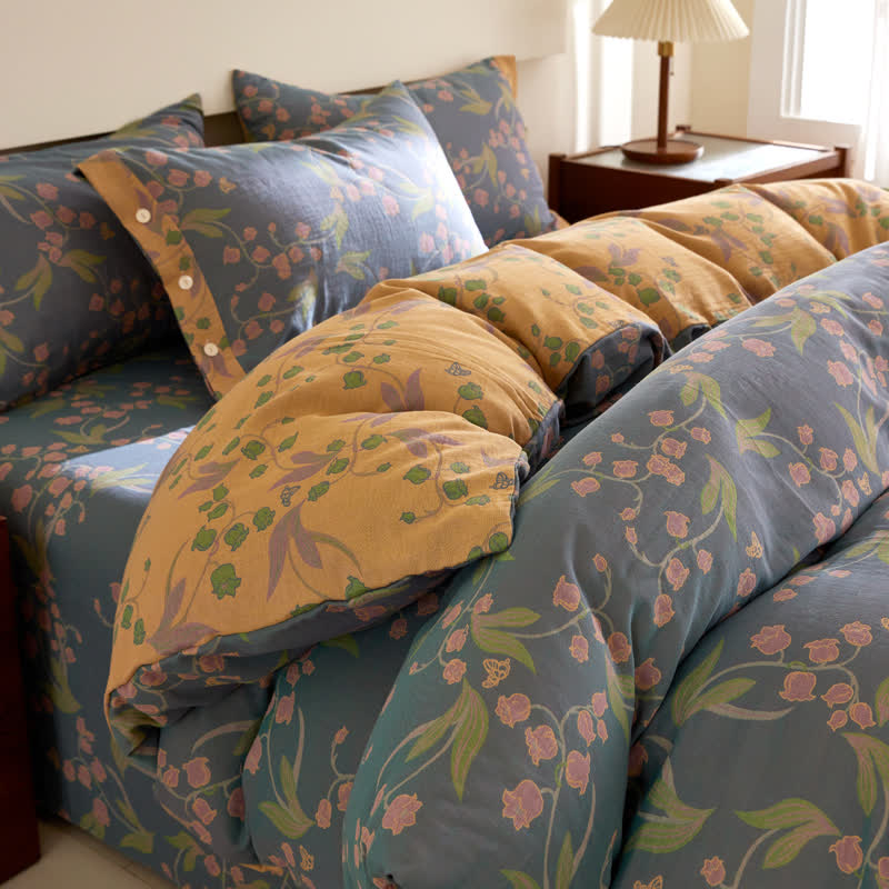 Biancheria da letto in garza di cotone jacquard Campanula - image 1