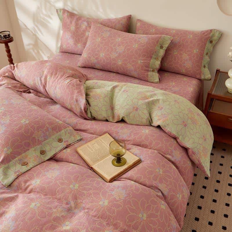 Biancheria da letto in garza di cotone jacquard floreale fresco - image 1