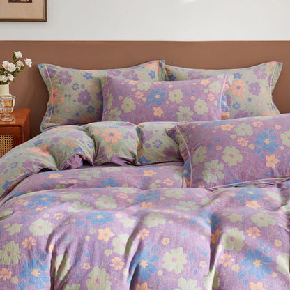 Elegante biancheria da letto in garza di cotone jacquard floreale - image 4