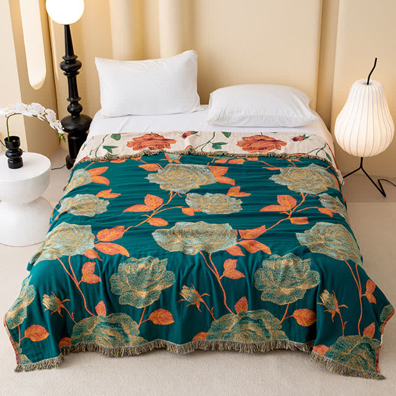 Trapunta reversibile con nappe in garza di cotone rosa - image 1