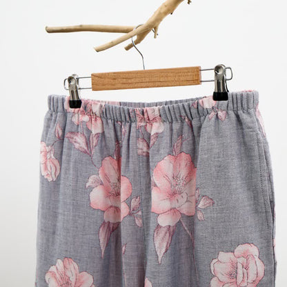 Completo da notte in puro cotone con stampa floreale rosa - image 7