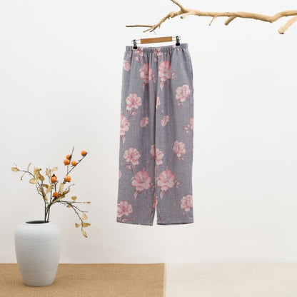 Completo da notte in puro cotone con stampa floreale rosa - image 6