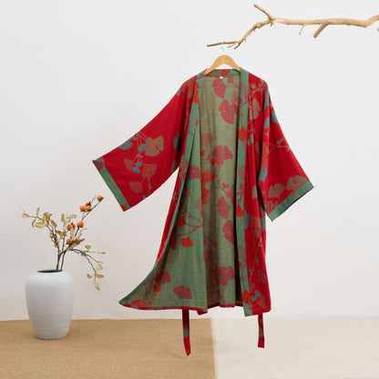 Kimono in cotone biologico con foglie di ginkgo - image 12