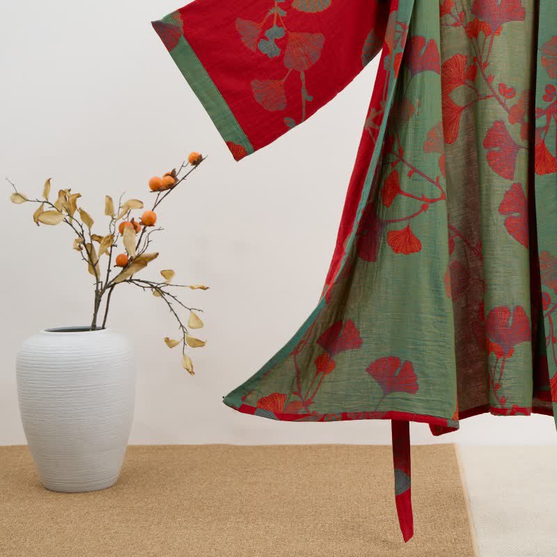 Kimono in cotone biologico con foglie di ginkgo - image 14