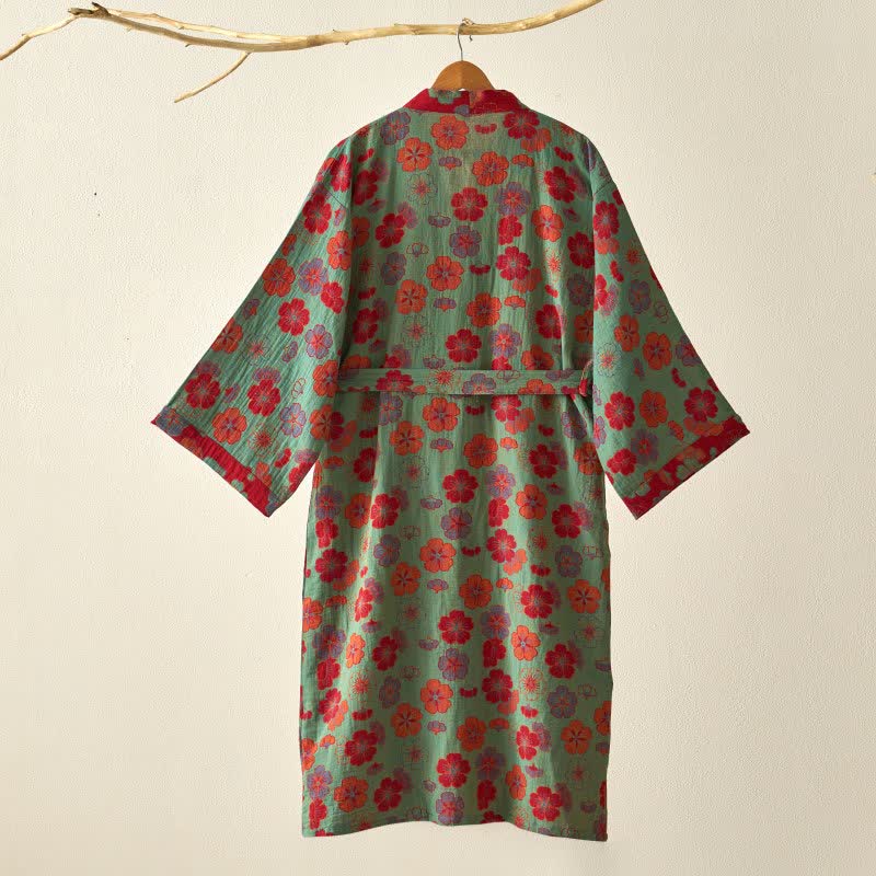 Kimono in garza di cotone con fiori di prugna - image 12