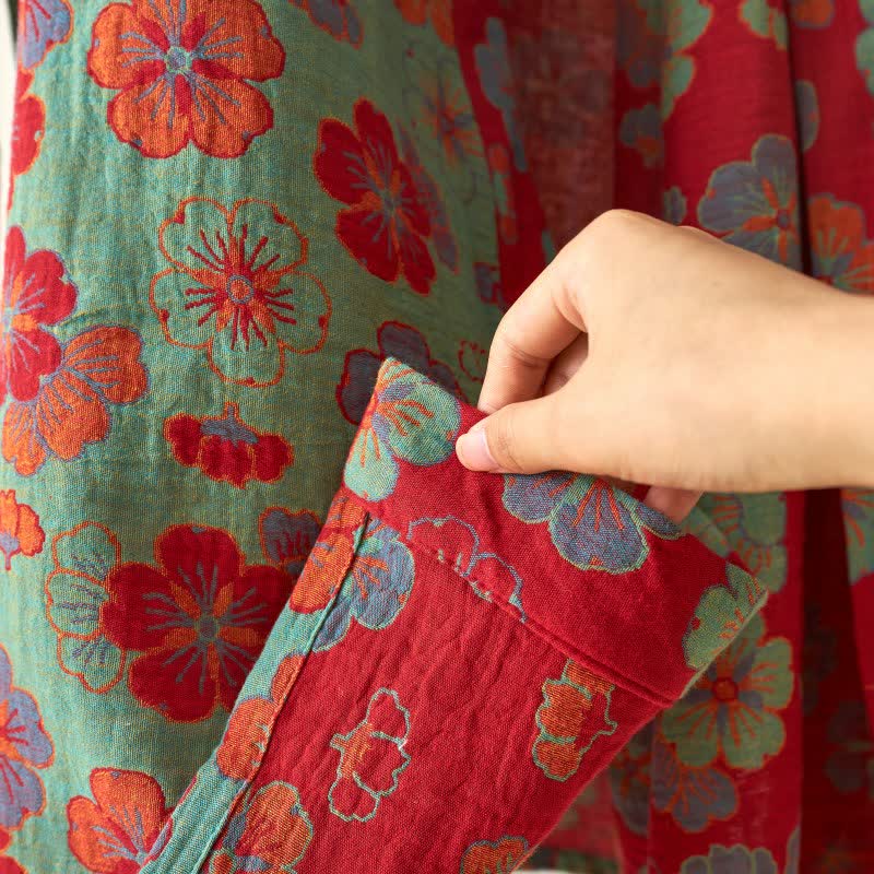 Kimono in garza di cotone con fiori di prugna - image 19