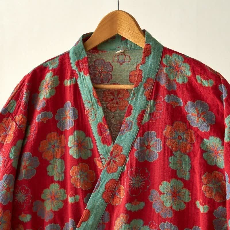Kimono in garza di cotone con fiori di prugna - image 4
