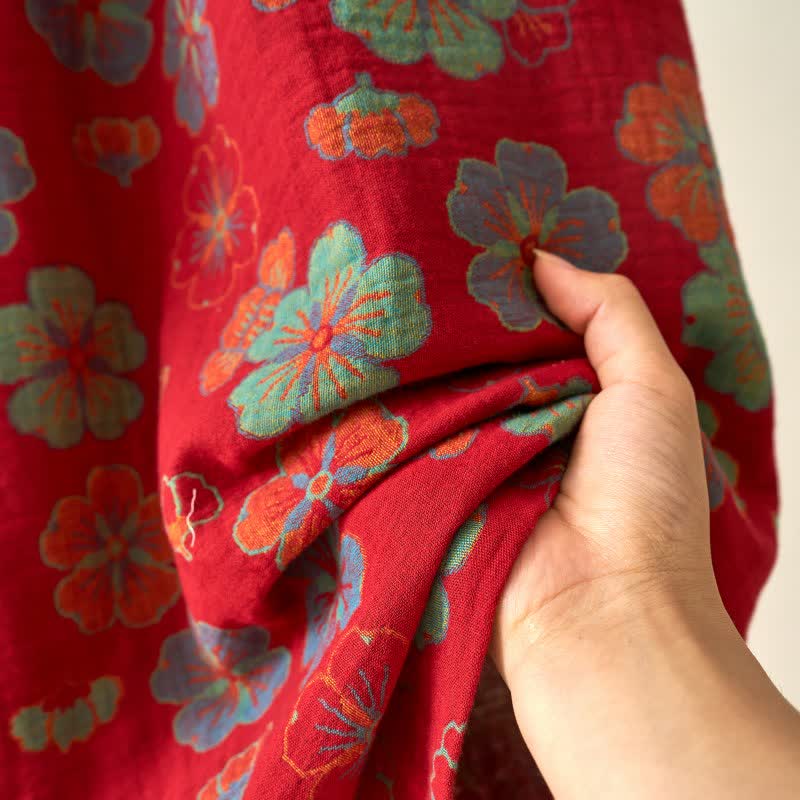 Kimono in garza di cotone con fiori di prugna - image 9