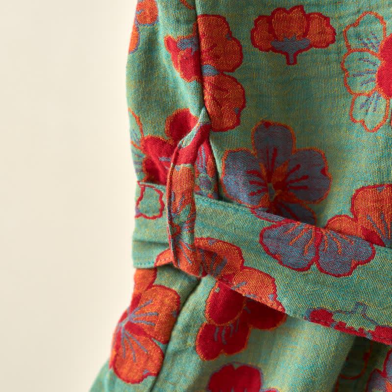 Kimono in garza di cotone con fiori di prugna - image 17