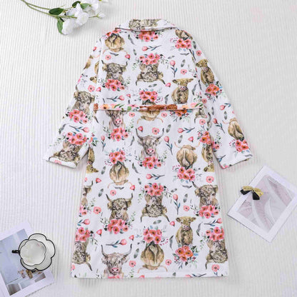 Accappatoio in peluche con stampa floreale animalier - image 1