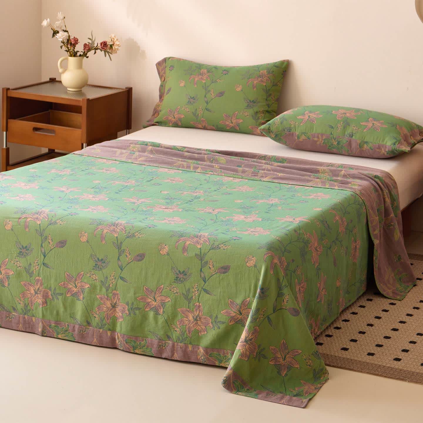 Copriletto in garza di cotone jacquard Lily - Copriletto con 2 federe - Matrimoniale Grande - image 0
