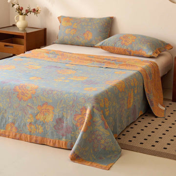 Copriletto in garza di cotone jacquard Peony - Copriletto con 2 federe - Matrimoniale Grande - image 0