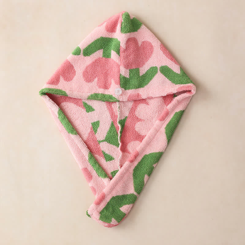 Asciugamano per capelli in cotone tinto in filo a forma di tulipano - image 3