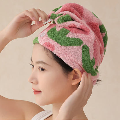 Asciugamano per capelli in cotone tinto in filo a forma di tulipano - image 2