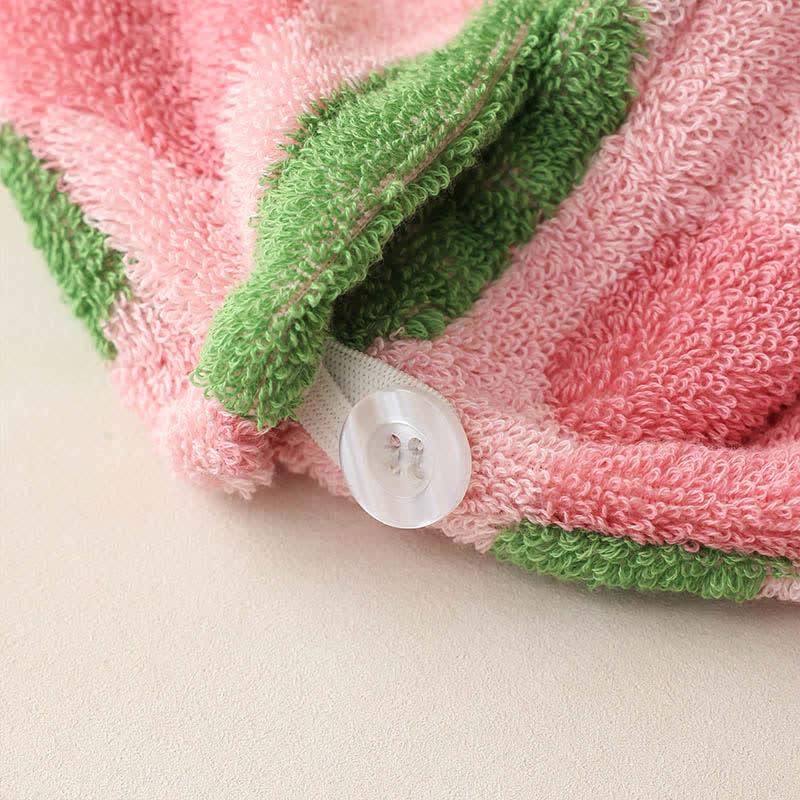 Asciugamano per capelli in cotone tinto in filo a forma di tulipano - image 4