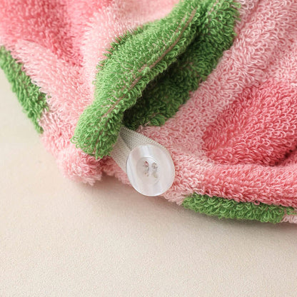 Asciugamano per capelli in cotone tinto in filo a forma di tulipano - image 4