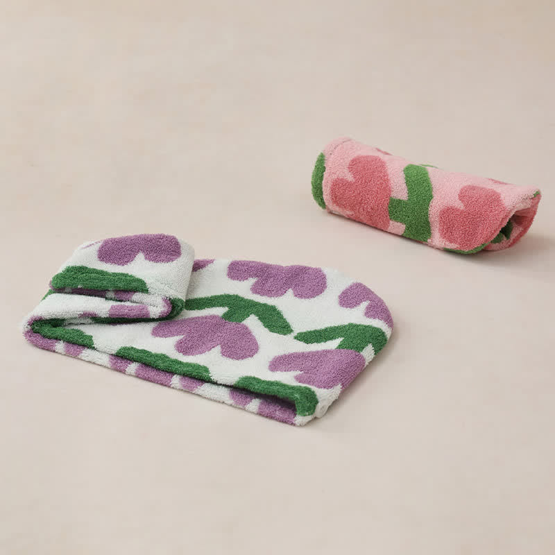 Asciugamano per capelli in cotone tinto in filo a forma di tulipano - image 11