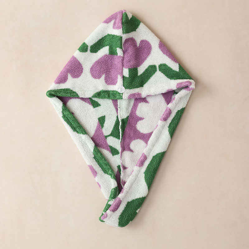 Asciugamano per capelli in cotone tinto in filo a forma di tulipano - image 10