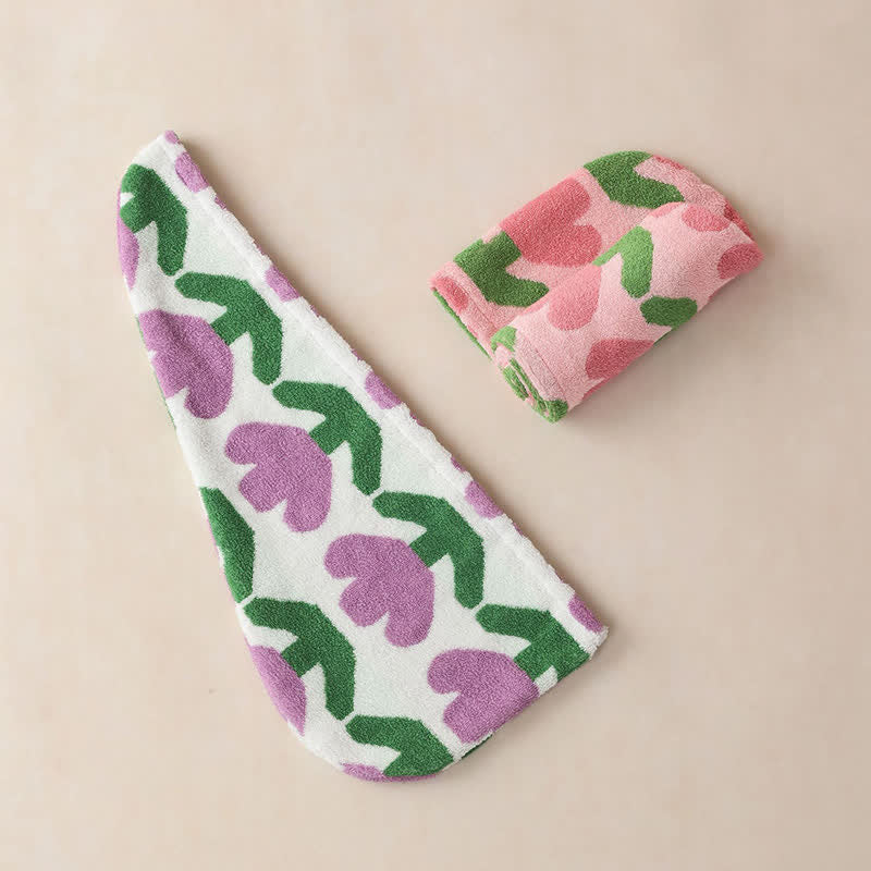 Asciugamano per capelli in cotone tinto in filo a forma di tulipano - image 12