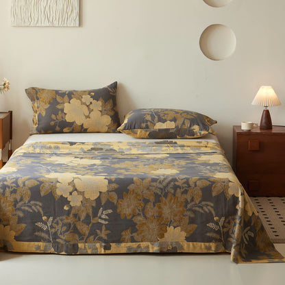 Lussuoso copriletto in garza di cotone floreale - image 1